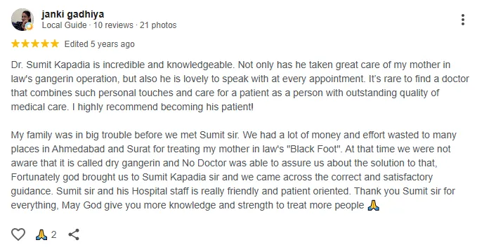 Verified Google review 12 for Dr. Sumit Kapadia